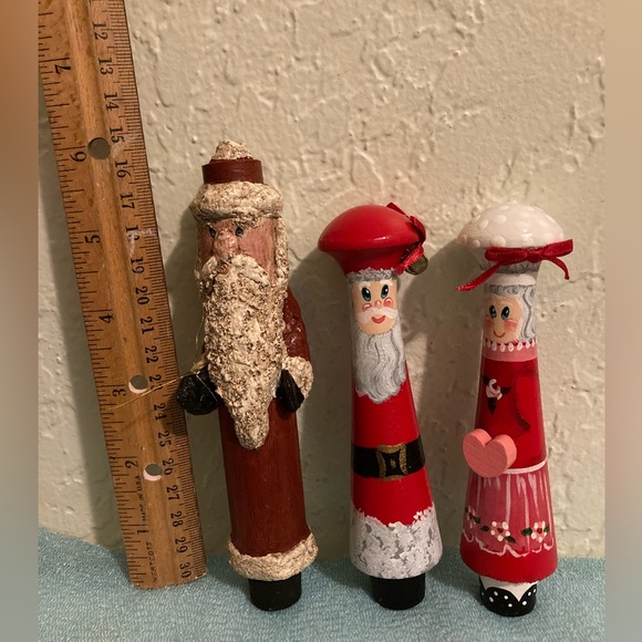 17 Vintage Christmas Santa Decorations/Ornaments Ceramic, Wooden & Hand Painted - Picture 9 of 16